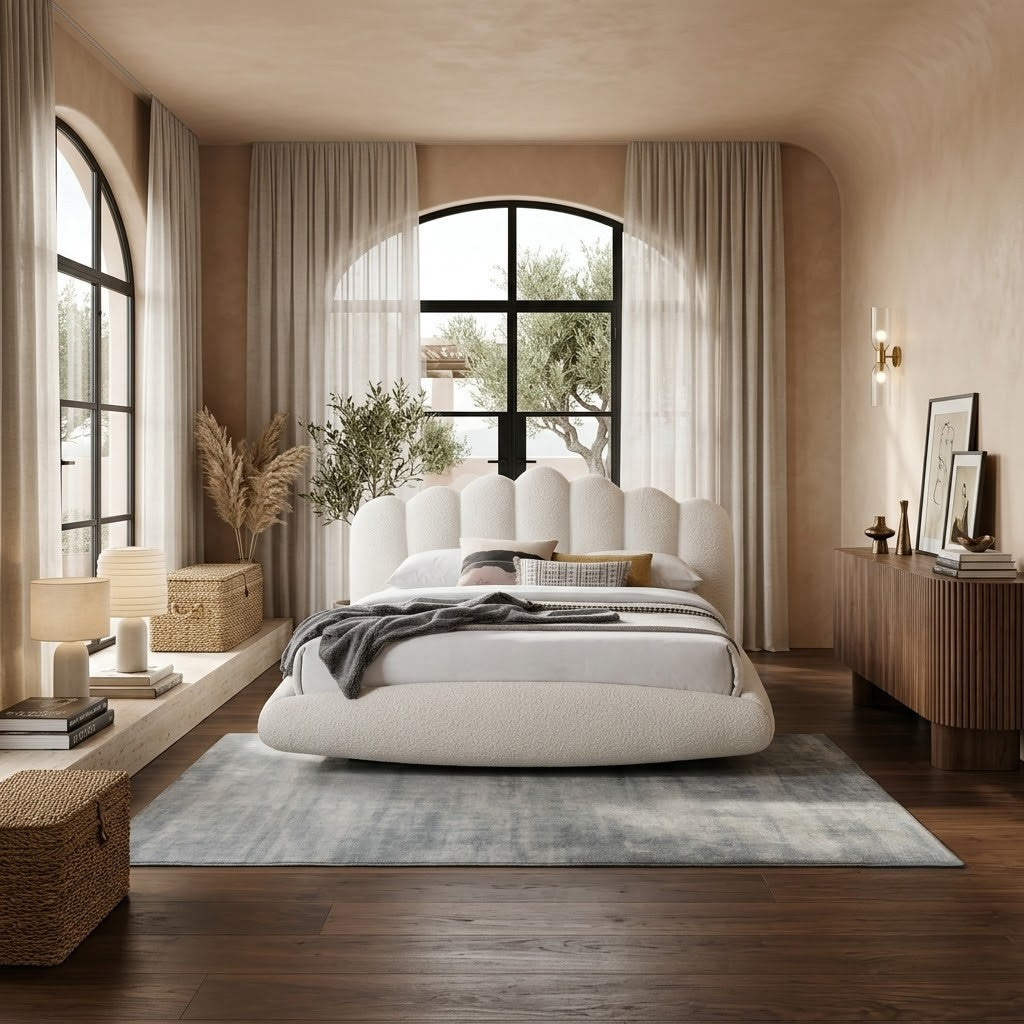 Pat Tapitat Away Dimensiune Saltea 160 x 200 Somiera, Boucle Ivory