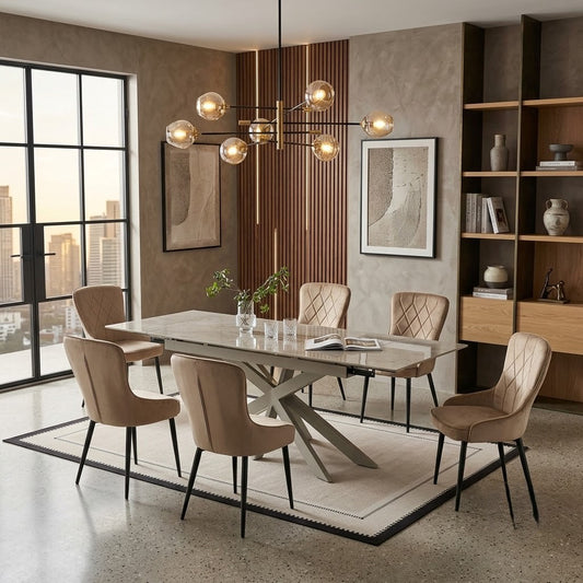 Masa Kaviar Extensibila Casmir Marble Si Gri Casmir 160-240 x 90 x 76 Cm