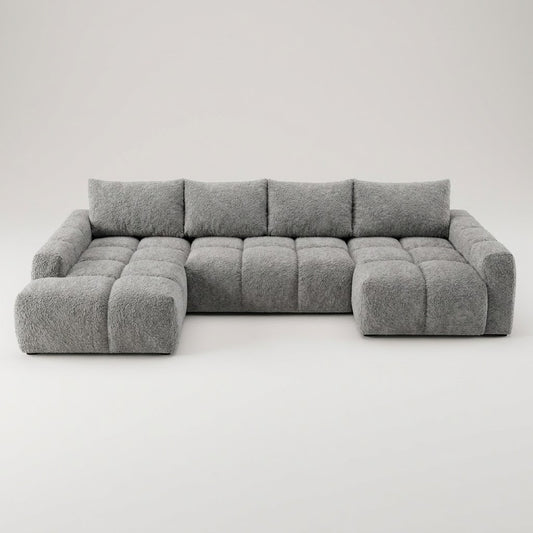 Coltar U Extensibil Luna, 6 Locuri, 340 Cm,Otoman stanga gri #variant:stanga #variant:gri