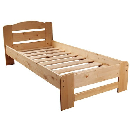 Pat Pumba 3/1, Dimensiune Saltea 90 x 200 Cm, Lemn Masiv, Lacuit, Natur