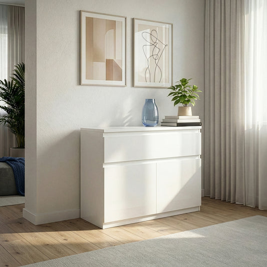 Comoda 2 Usi 1 Sertar Lipgloss White Lqxk224-C87, 100 Cm