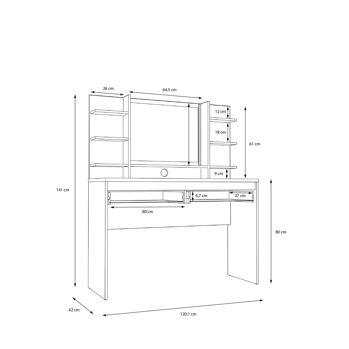 Masa Toaleta Lipgloss Alb, 120.1 Cm