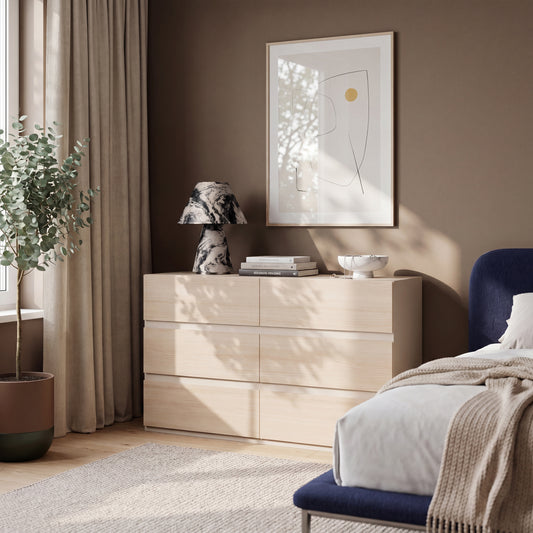 Comoda Pineapple 6 Sertare, Riva Oak Si Sand, 149.3 Cm