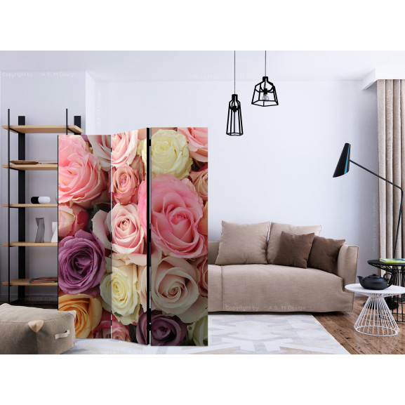 Paravan Pastel Roses [Room Dividers] 135 cm x 172 cm Artgeist imagine antiquemob.ro