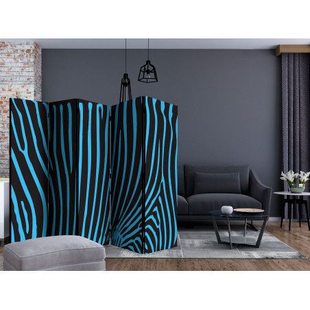 Paravan Zebra Pattern (Turquoise) Ii [Room Dividers] 225 cm x 172 cm-01