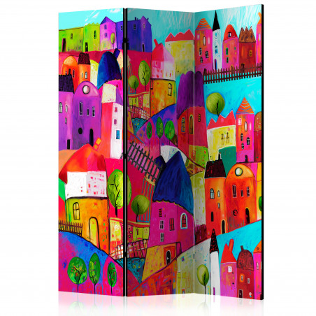 Paravan Rainbow-Hued Town [Room Dividers] 135 cm x 172 cm-01