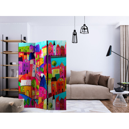 Paravan Rainbow-Hued Town [Room Dividers] 135 cm x 172 cm-01
