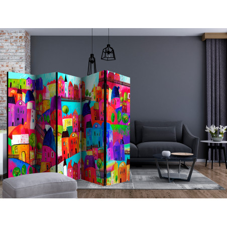 Paravan Rainbow-Hued Town Ii [Room Dividers] 225 cm x 172 cm-01
