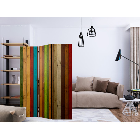 Paravan Wooden Rainbow [Room Dividers] 135 cm x 172 cm-01