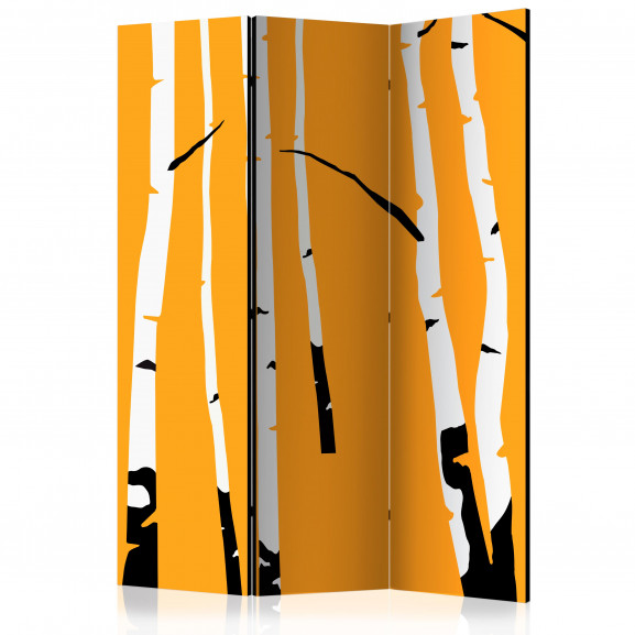 Paravan Birches On The Orange Background [Room Dividers] 135 cm x 172 cm