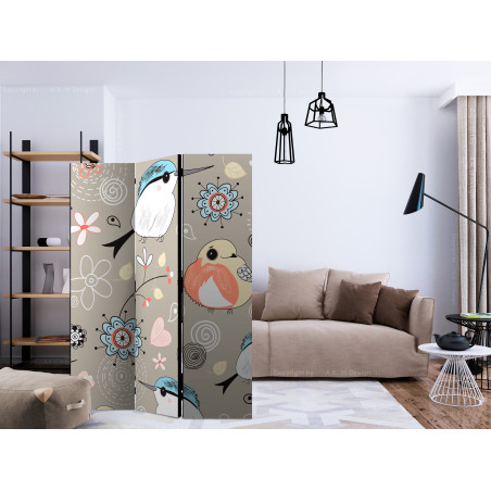 Paravan Natural Pattern With Birds [Room Dividers] 135 cm x 172 cm-01