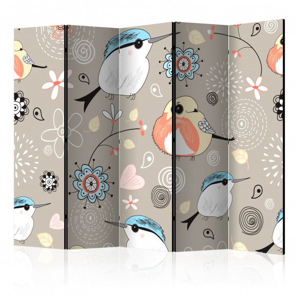 Paravan Natural Pattern With Birds Ii [Room Dividers] 225 cm x 172 cm