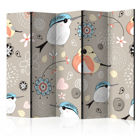 Paravan Natural Pattern With Birds Ii [Room Dividers] 225 cm x 172 cm-01