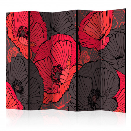 Paravan Pleated Poppies Ii [Room Dividers] 225 cm x 172 cm-01