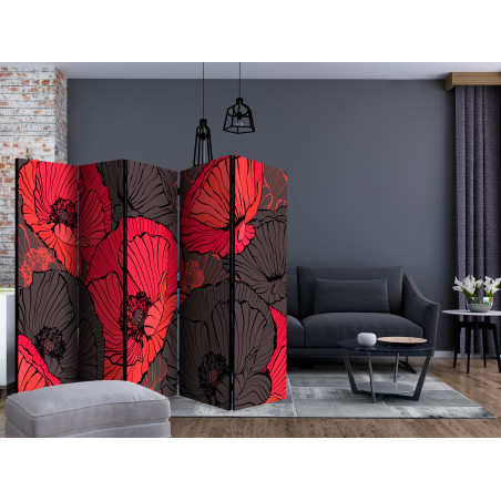 Paravan Pleated Poppies Ii [Room Dividers] 225 cm x 172 cm-01