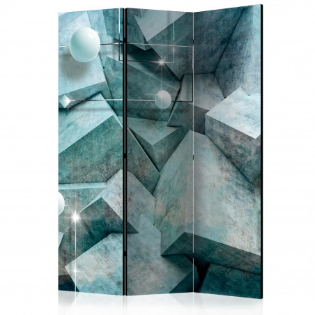Paravan Concrete Cubes (Green) [Room Dividers] 135 cm x 172 cm-01