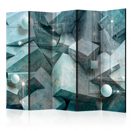 Paravan Concrete Cubes (Green) Ii [Room Dividers] 225 cm x 172 cm-01