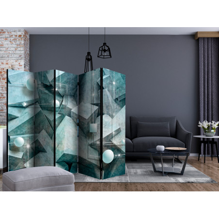 Paravan Concrete Cubes (Green) Ii [Room Dividers] 225 cm x 172 cm-01