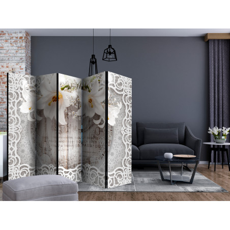 Paravan Lilies And Quilted Background Ii [Room Dividers] 225 cm x 172 cm-01