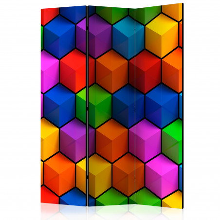 Paravan Colorful Geometric Boxes [Room Dividers] 135 cm x 172 cm-01