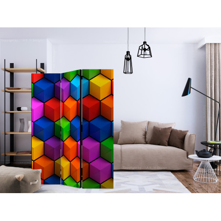 Paravan Colorful Geometric Boxes [Room Dividers] 135 cm x 172 cm-01