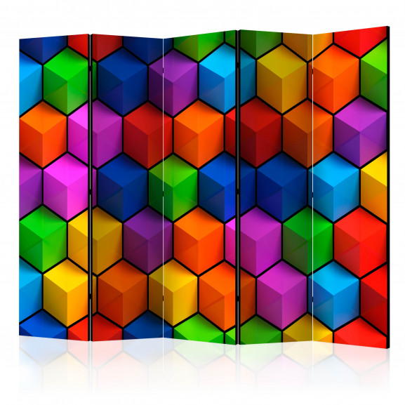 Paravan Colorful Geometric Boxes Ii [Room Dividers] 225 cm x 172 cm 172