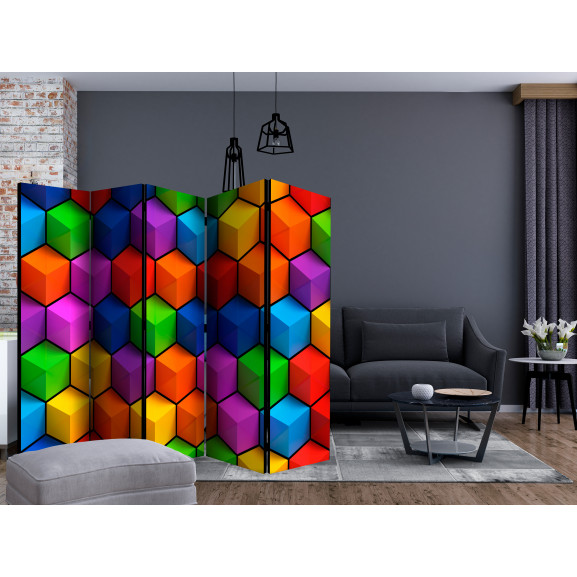 Paravan Colorful Geometric Boxes Ii [Room Dividers] 225 cm x 172 cm Artgeist
