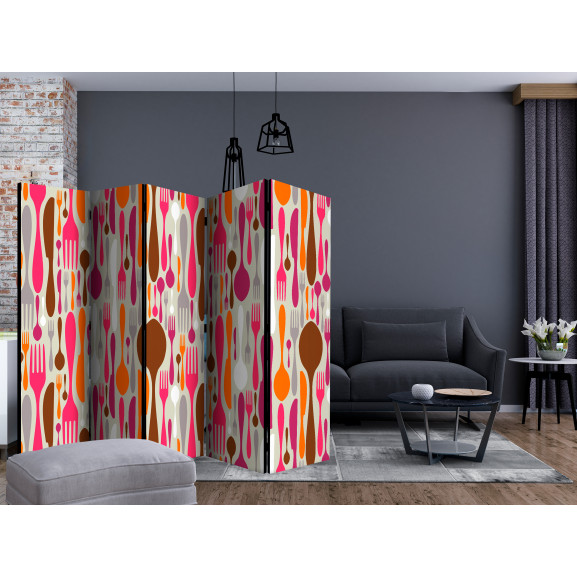 Paravan Cutlery Pink And Violet Ii [Room Dividers] 225 cm x 172 cm Artgeist