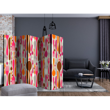 Paravan Cutlery Pink And Violet Ii [Room Dividers] 225 cm x 172 cm-01
