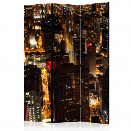 Paravan City By Night Chicago, Usa [Room Dividers] 135 cm x 172 cm-01