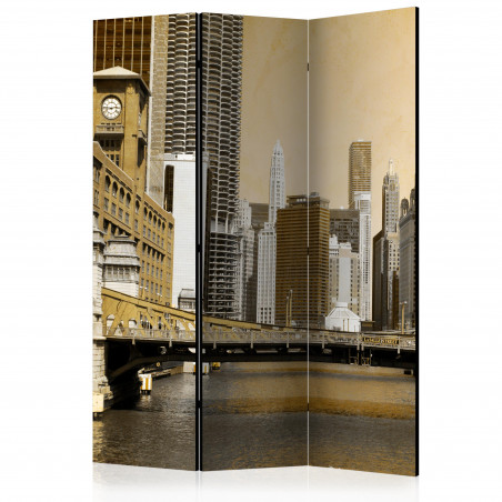 Paravan Chicago'S Bridge (Vintage Effect) [Room Dividers] 135 cm x 172 cm-01