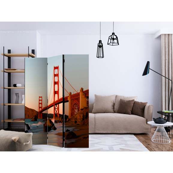 Paravan Golden Gate Bridge Sunset, San Francisco [Room Dividers] 135 cm x 172 cm Artgeist imagine antiquemob.ro