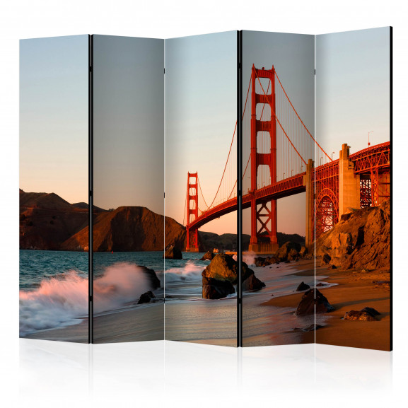 Paravan Golden Gate Bridge Sunset, San Francisco Ii [Room Dividers] 225 cm x 172 cm 'Golden