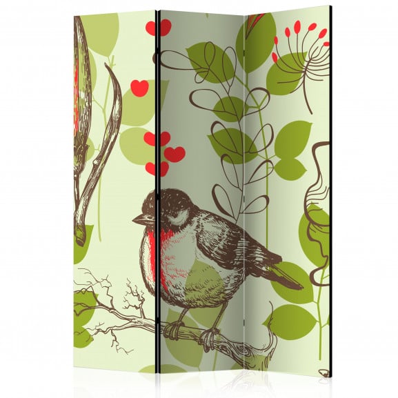 Paravan Bird And Lilies Vintage Pattern [Room Dividers] 135 cm x 172 cm