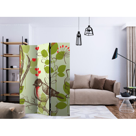 Paravan Bird And Lilies Vintage Pattern [Room Dividers] 135 cm x 172 cm-01