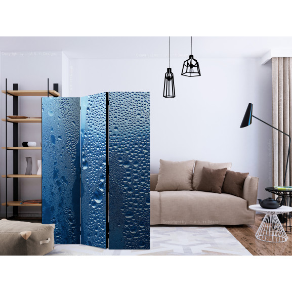 Paravan water drops on blue glass [room dividers] 135 cm x 172 cm