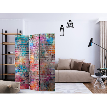 Paravan Colourful Brick [Room Dividers] 135 cm x 172 cm-01