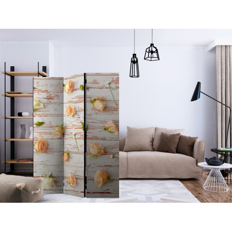 Paravan Wood & Roses [Room Dividers] 135 cm x 172 cm-01