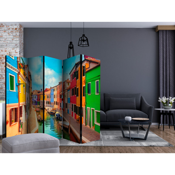Paravan Colorful Canal In Burano Ii [Room Dividers] 225 cm x 172 cm Artgeist
