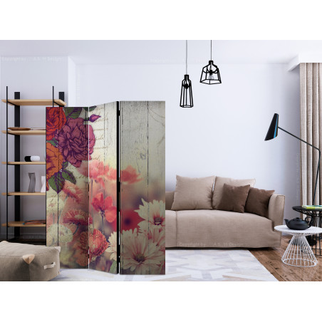 Paravan Vintage Flowers [Room Dividers] 135 cm x 172 cm-01