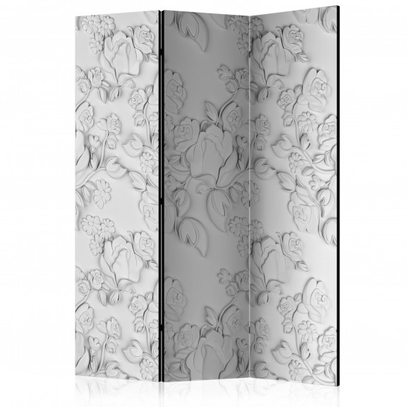 Paravan White Ornament: Roses [Room Dividers] 135 cm x 172 cm