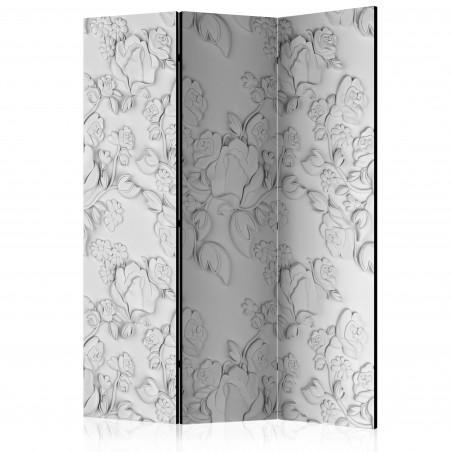 Paravan White Ornament: Roses [Room Dividers] 135 cm x 172 cm-01