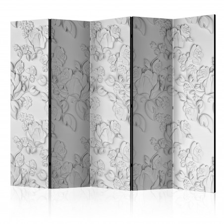 Paravan White Ornament: Roses Ii [Room Dividers] 225 cm x 172 cm-01