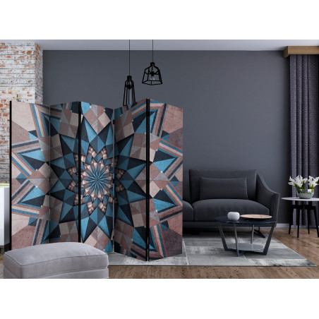 Paravan Star Mandala (Brown And Blue) Ii [Room Dividers] 225 cm x 172 cm-01