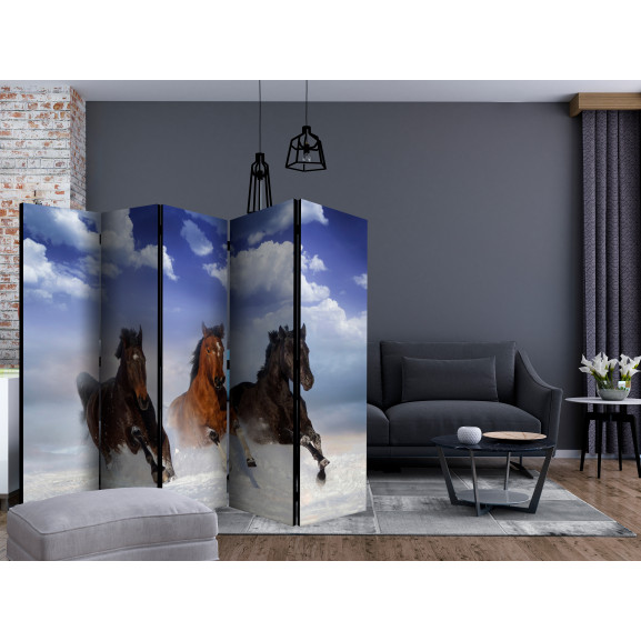 Paravan Horses In The Snow Ii [Room Dividers] 225 cm x 172 cm Artgeist