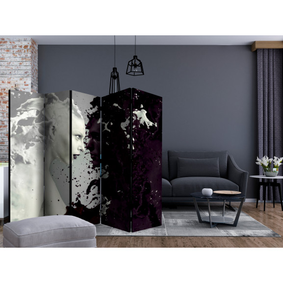 Paravan black and white faces ii [room dividers] 225 cm x 172 cm