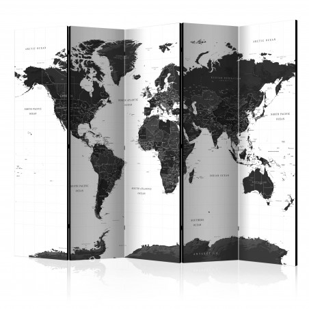 Paravan Black And White Map Ii [Room Dividers] 225 cm x 172 cm-01
