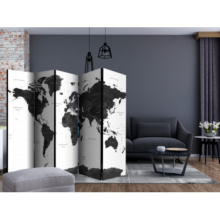 Paravan Black And White Map Ii [Room Dividers] 225 cm x 172 cm-01