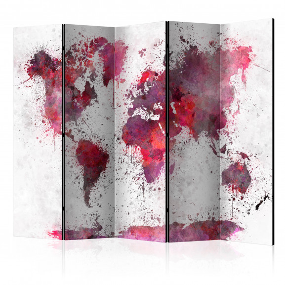 Paravan World Map: Red Watercolors Ii [Room Dividers] 225 cm x 172 cm