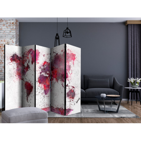 Paravan World Map: Red Watercolors Ii [Room Dividers] 225 cm x 172 cm-01